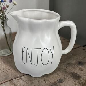 Rae Dunn White Enjoy Pitcher Carafe Jug Fall 2020 Rustic Charm Farm House Modern